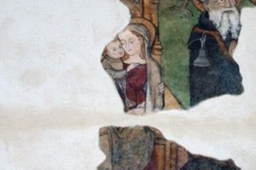 <br>Affresco quattrocentesco raffigurante la Madonna con bambino e S. Antonio Abate