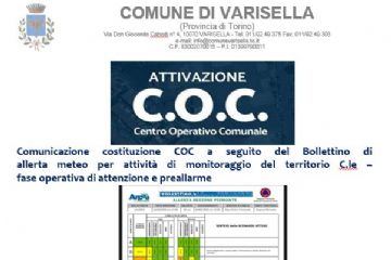 Allerta meteo: Attivazione COC - Centro Operativo Comunale