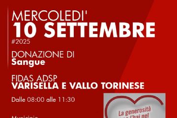 Donazione sangue settembre 2025