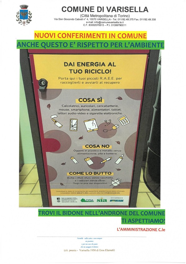 Bidone di conferimento rifiuti RAEE